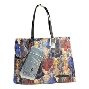 Tahari Tote Bag Monroe Abstract Snake Print Nylon Shoulder Bag NWT 17"